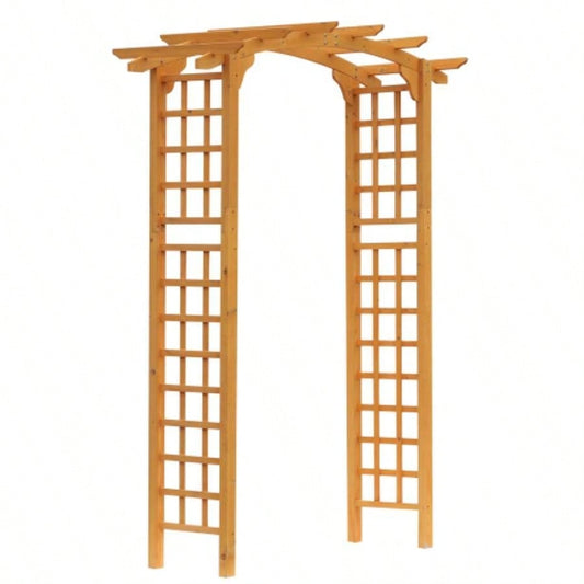 Outsunny 90in Wood Garden Arbor Arch with Trellis Wall Climbing Hanging Plants, Decor Party, Weddings, Birthdays Backyards