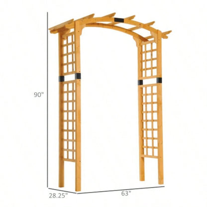 Outsunny 90in Wood Garden Arbor Arch with Trellis Wall Climbing Hanging Plants, Decor Party, Weddings, Birthdays Backyards