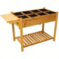3 - Tiers Raised Garden Bed with Trellis, 53 H Vertical Planter Box with Wheels Back Storage Area, Flowers, Vegetables, Herbs, Natural