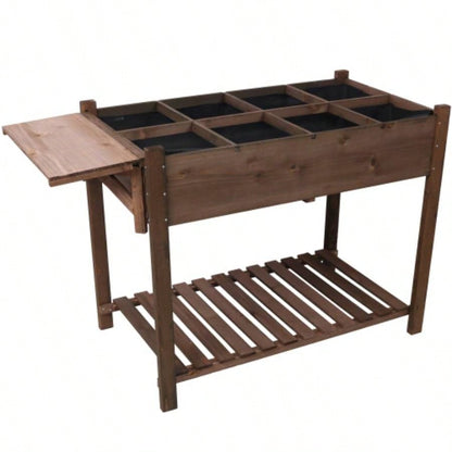 3 - Tiers Raised Garden Bed with Trellis, 53 H Vertical Planter Box with Wheels Back Storage Area, Flowers, Vegetables, Herbs, Natural