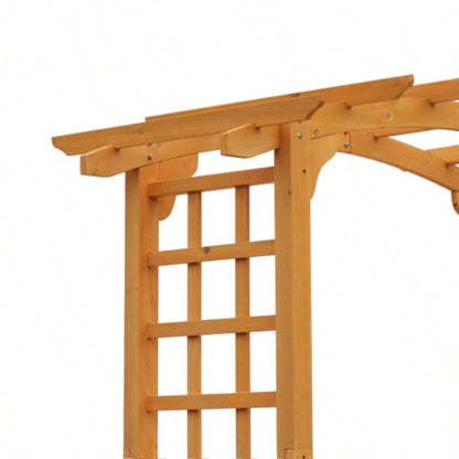Outsunny 90in Wood Garden Arbor Arch with Trellis Wall Climbing Hanging Plants, Decor Party, Weddings, Birthdays Backyards