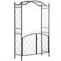 Outsunny 85 Garden Arch Arbor, Metal Arch Trellis with Gate, Garden Archway Climbing Vines, Wedding Ceremony Decoration, Black