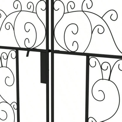 Outsunny. 5 Metal Garden Arch with Gate, Garden Arbor Trellis Climbing Plants, Roses, Vines, Wedding Arch Outdoor Garden, Lawn, Backyard, Black