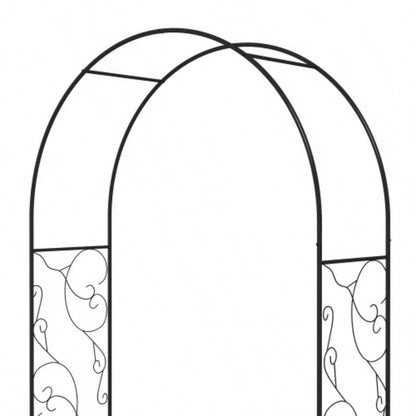 Outsunny. 5 Metal Garden Arch with Gate, Garden Arbor Trellis Climbing Plants, Roses, Vines, Wedding Arch Outdoor Garden, Lawn, Backyard, Black