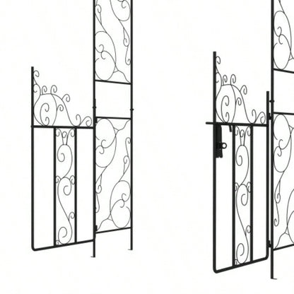 Outsunny. 5 Metal Garden Arch with Gate, Garden Arbor Trellis Climbing Plants, Roses, Vines, Wedding Arch Outdoor Garden, Lawn, Backyard, Black