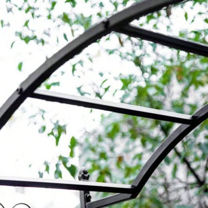 Outsunny 85 Garden Arch Arbor, Metal Arch Trellis with Gate, Garden Archway Climbing Vines, Wedding Ceremony Decoration, Black
