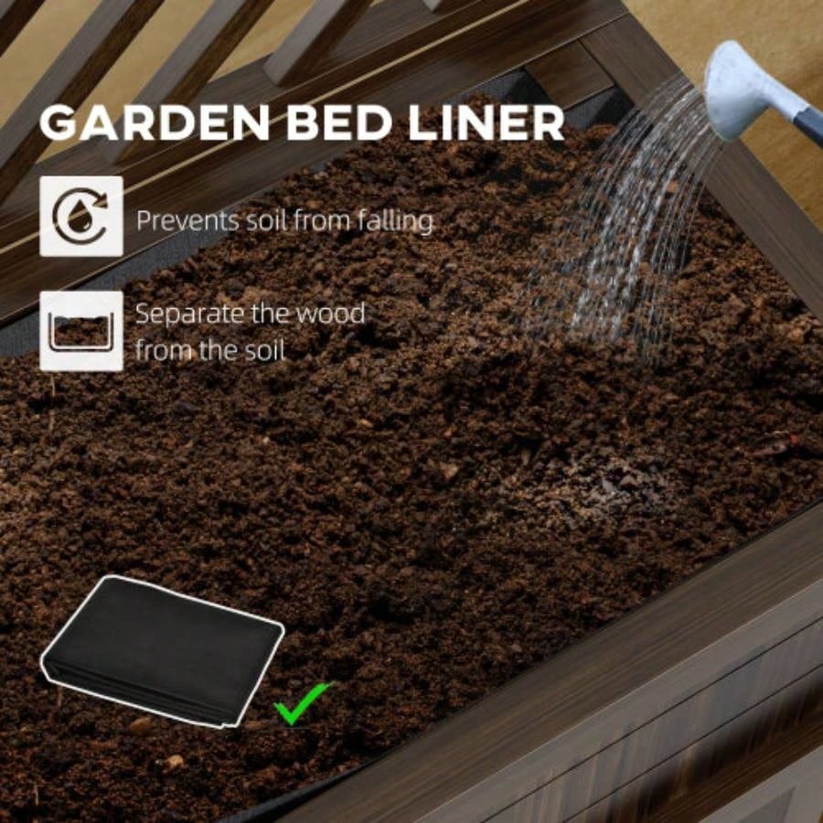 Outsunny Raised Garden Bed with Trellis Climbing Plants, Vegetable, Grape Vines, Wood Planter with, Drainage Holes and Outdoor Garden, Patio, Carbonized