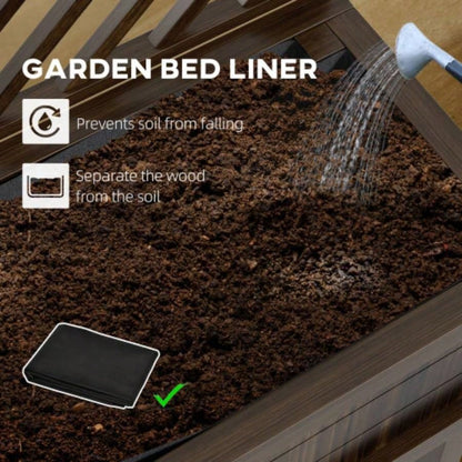 Outsunny Raised Garden Bed with Trellis Climbing Plants, Vegetable, Grape Vines, Wood Planter with, Drainage Holes and Outdoor Garden, Patio, Carbonized