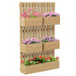 Outsunny 5 Box Raised Garden Bed with Trellis Vine Flowers Climbing Plants, 39 Tall Wall - Mounted Wood Planter Box Set with Adjustable Height, Drainage Hole, Natural