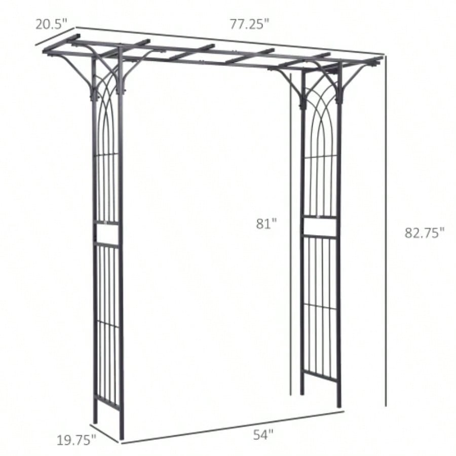 Outsunny 82 Decorative Metal Garden Trellis Arch with Durable Steel Tubing Elegant Scrollwork, Weddings