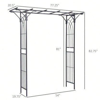 Outsunny 82 Decorative Metal Garden Trellis Arch with Durable Steel Tubing Elegant Scrollwork, Weddings
