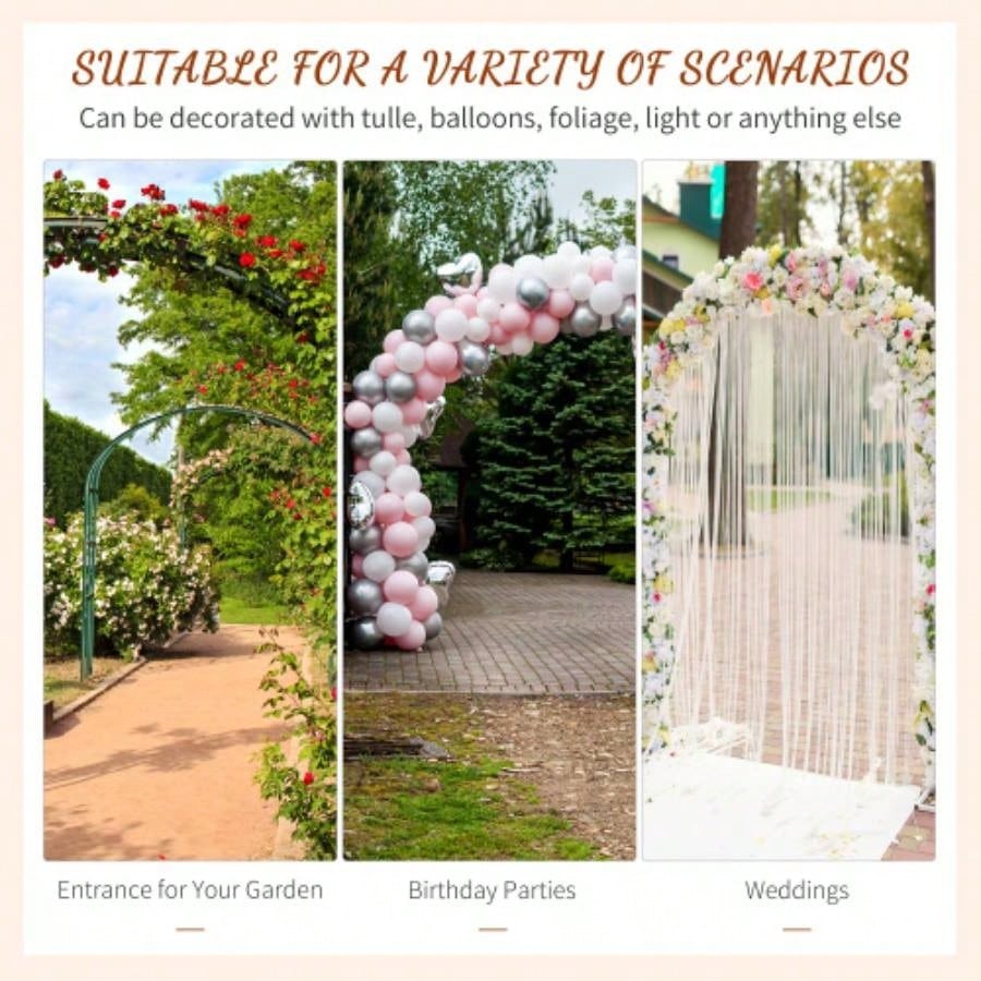 Outsunny 82 Decorative Metal Garden Trellis Arch with Durable Steel Tubing Elegant Scrollwork, Weddings