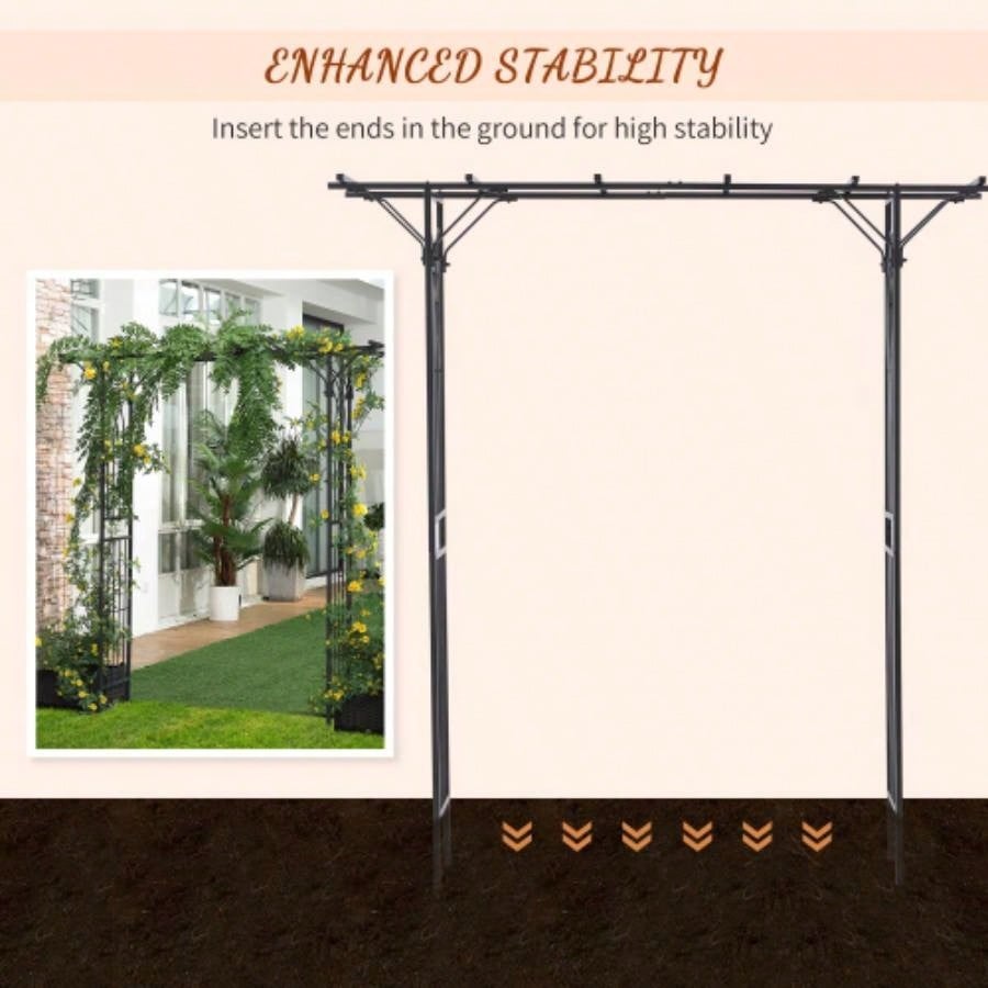 Outsunny 82 Decorative Metal Garden Trellis Arch with Durable Steel Tubing Elegant Scrollwork, Weddings