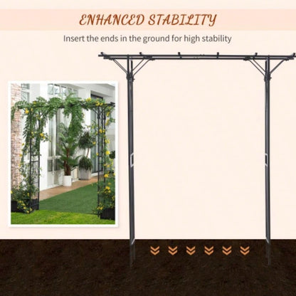 Outsunny 82 Decorative Metal Garden Trellis Arch with Durable Steel Tubing Elegant Scrollwork, Weddings
