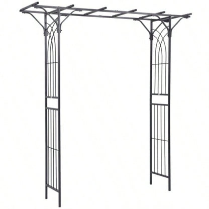 Outsunny 82 Decorative Metal Garden Trellis Arch with Durable Steel Tubing Elegant Scrollwork, Weddings