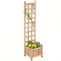 Outsunny Wooden Raised Garden Bed with Trellis, Outdoor Planter Box with Drainage Crevices Climbing Vine Plants Flowers, 12x 12x 49