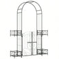 Outsunny Garden Arch Arbor, Metal Arch Trellis with Gate, Garden Archway Climbing Vines, Wedding Ceremony Decoration, Black