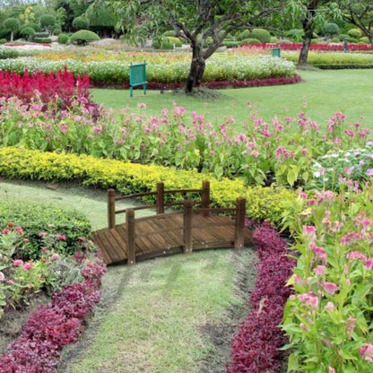 Fir Wood Garden Bridge Walkway with Side Railings Backyards, Gardens, and Streams, Stained Wood, 60x 26.5x 19