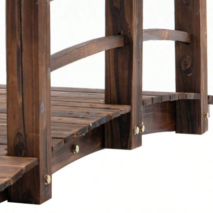 Fir Wood Garden Bridge Walkway with Side Railings Backyards, Gardens, and Streams, Stained Wood, 60x 26.5x 19