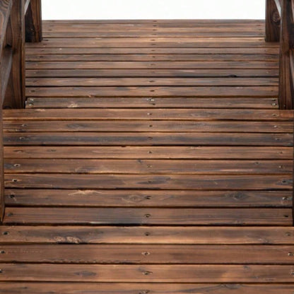 Fir Wood Garden Bridge Walkway with Side Railings Backyards, Gardens, and Streams, Stained Wood, 60x 26.5x 19