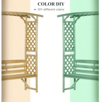 Outsunny Patio Garden Arbor Arch with Pergola and 2 Trellises, 3 Natural Wooden Outdoor Grape Vines Climbing Plants, Backyard Decor, Natural