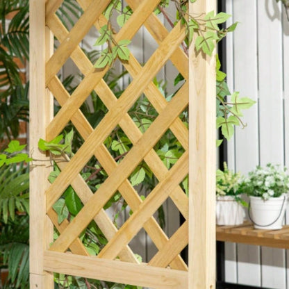 Outsunny Patio Garden Arbor Arch with Pergola and 2 Trellises, 3 Natural Wooden Outdoor Grape Vines Climbing Plants, Backyard Decor, Natural