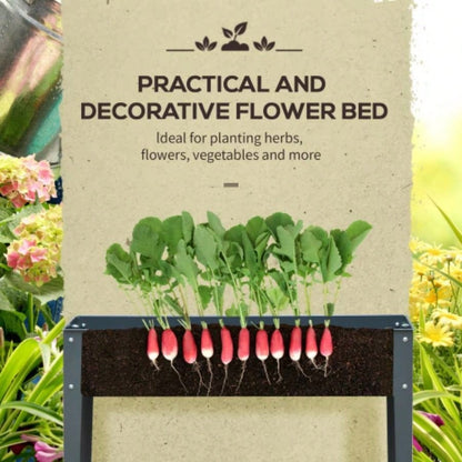 Outsunny Metal Raised Garden Bed, Elevated Planter Box with and Drain Holes, Dark Gray