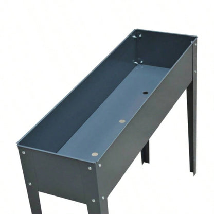 Outsunny Metal Raised Garden Bed, Elevated Planter Box with and Drain Holes, Dark Gray
