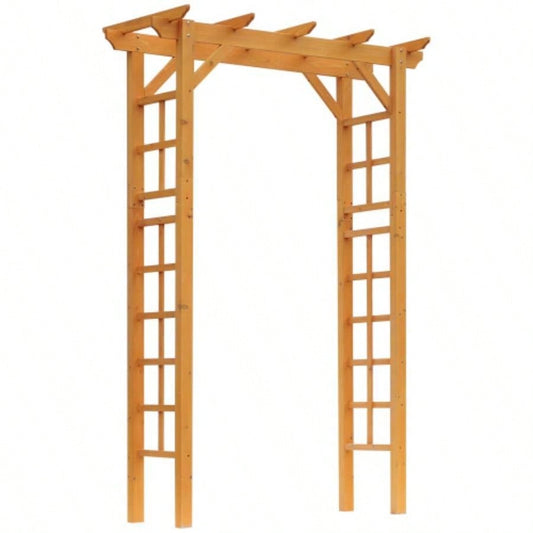 Outsunny 85 Wooden Garden Arbor Wedding and Ceremony, Outdoor Garden Arch Trellis Climbing Vines - Orange