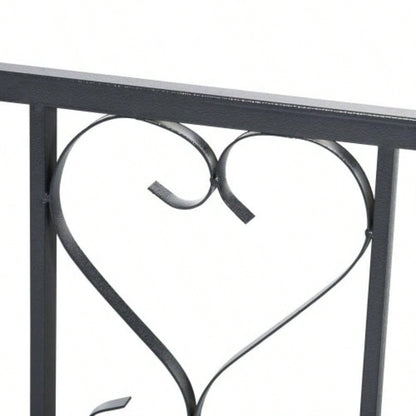 Outsunny 81 Metal Garden Arbor with Double Doors, Locking Gate, Climbing Vine Frame with Heart Motifs, Arch Wedding, Bridal Party Decoration,