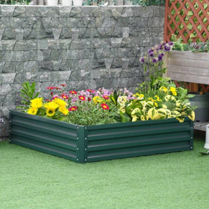 Outsunny Galvanized Raised Garden Bed, 4x 4x 1 Metal Planter Box, Growing Vegetables, Flowers, Herbs, Succulents, Green