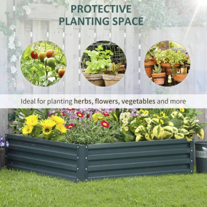 Outsunny Galvanized Raised Garden Bed, 4x 4x 1 Metal Planter Box, Growing Vegetables, Flowers, Herbs, Succulents, Green