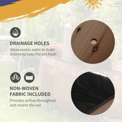 Outsunny Raised Garden Bed with 8 Grow Grids, Wooden Outdoor Plant Box Stand with Folding Side Table and Wheels, 49x 21x 34 Vegetables, Flowers, Herbs, Brown