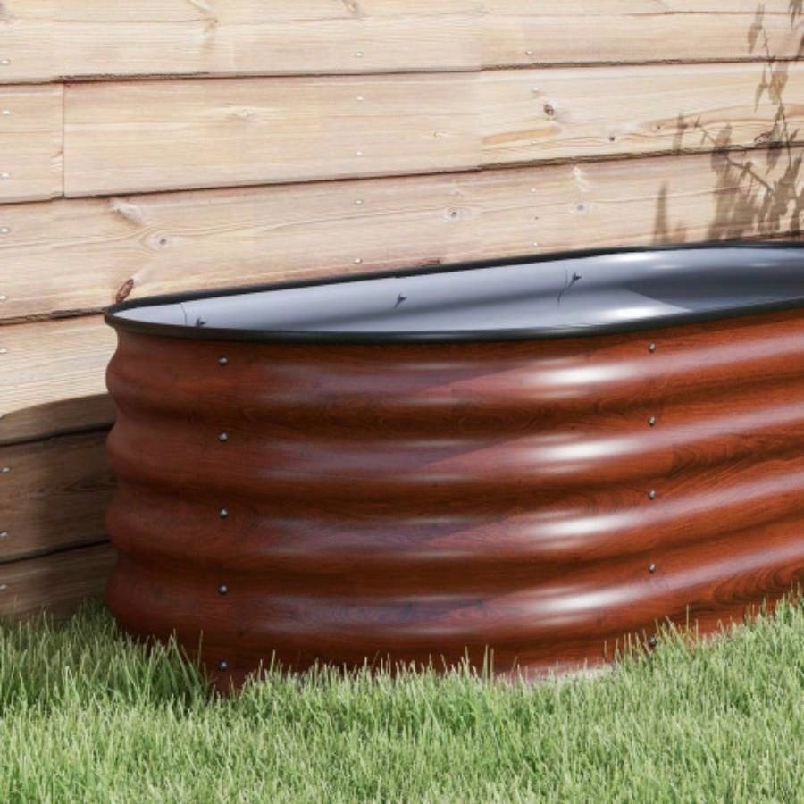 Outsunny 6.5x 2x 1.4 Galvanized Raised Garden Bed Kit, Outdoor Metal Elevated Planter Box with Safety Edging, Easy Stock Growing Flowers, Herbs Vegetables, Brown