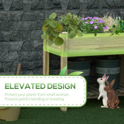 Outsunny 36x 20x 30 Raised Garden Bed, Elevated Wood Planter Box with and Storage Shelf Backyard, Patio, Balcony to Grow Vegetables, Herbs, and Flowers