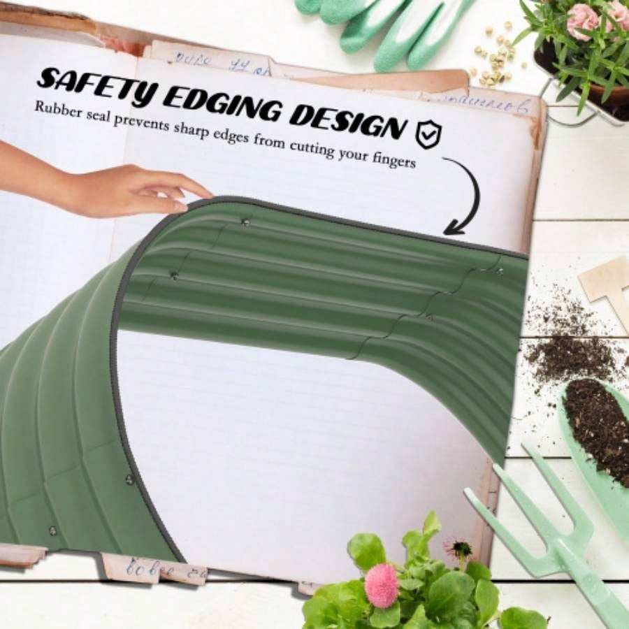 Outsunny 3 - Tier Galvanized Steel Raised Garden Bed Kit, 62.25x 43x 32.25 3 Combining Planter Boxes with Rubber Strip Edging, Open Bottom Backyard, Garden, Patio, Green