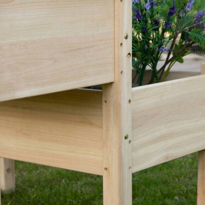 Outsunny 34x34x28 Raised Garden Bed, 2 - Tier Elevated Wood Planter Box Backyard, Patio to Grow Vegetables, Herbs, and Flowers, Natural