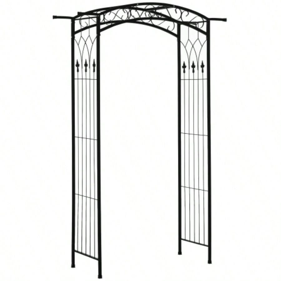 Outsunny 7Ft Outdoor Garden Arbor, Wedding Arch Ceremony, Trellis with Scrollwork Design, Climbing Vines and Plants