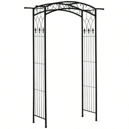 Outsunny 7Ft Outdoor Garden Arbor, Wedding Arch Ceremony, Trellis with Scrollwork Design, Climbing Vines and Plants