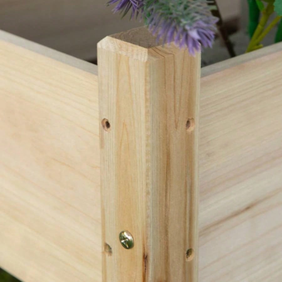 Outsunny 34x34x28 Raised Garden Bed, 2 - Tier Elevated Wood Planter Box Backyard, Patio to Grow Vegetables, Herbs, and Flowers, Natural
