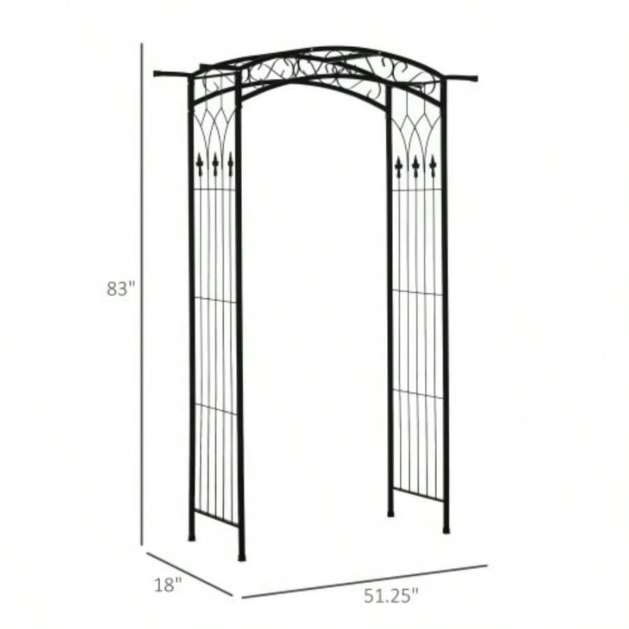 Outsunny 7Ft Outdoor Garden Arbor, Wedding Arch Ceremony, Trellis with Scrollwork Design, Climbing Vines and Plants
