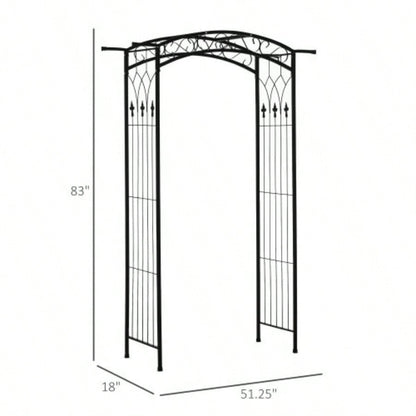 Outsunny 7Ft Outdoor Garden Arbor, Wedding Arch Ceremony, Trellis with Scrollwork Design, Climbing Vines and Plants