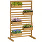 Outsunny Wooden Plant Trellis Stand with 5 Hanging Planter Boxes, Freestanding Outdoor Plant Stand Patio, Garden, Balcony, Porch