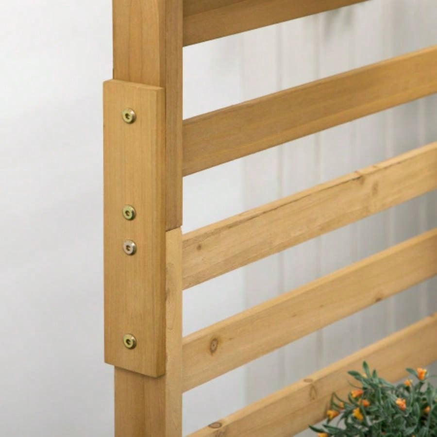Outsunny Wooden Plant Trellis Stand with 5 Hanging Planter Boxes, Freestanding Outdoor Plant Stand Patio, Garden, Balcony, Porch