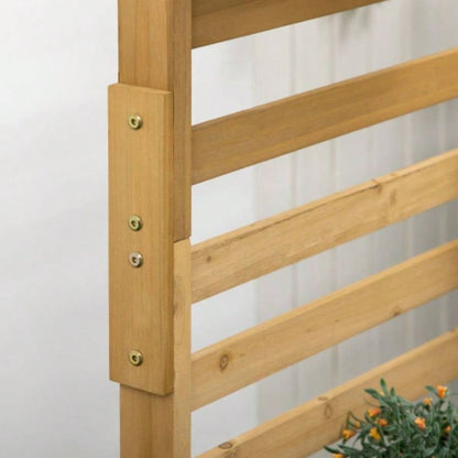Outsunny Wooden Plant Trellis Stand with 5 Hanging Planter Boxes, Freestanding Outdoor Plant Stand Patio, Garden, Balcony, Porch