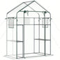 Outsunny Outdoor Walk - in Greenhouse with Mesh Door, Small Portable Garden Green House with 3 Tiers 6 Shelves, Trellis, Plant Labels