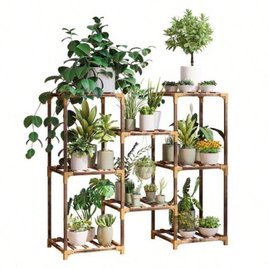 Plant Stand Indoor, Outdoor Wood Plant Stands Multiple Plants, Plant Shelf Ladder Table Plant Pot Stand Living Room, Patio, Balcony, Plant Gardening