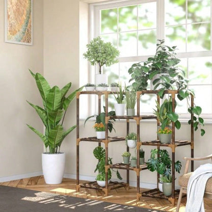 Plant Stand Indoor, Outdoor Wood Plant Stands Multiple Plants, Plant Shelf Ladder Table Plant Pot Stand Living Room, Patio, Balcony, Plant Gardening