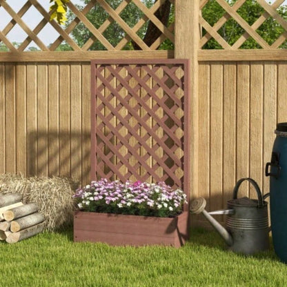 Outsunny Raised Garden Bed with Trellis Lattice, Wood Planter Box with Self Draining, Freestanding Trellis Planter Climbing Plants, Vines, Flowers, 29.5x 13.25x 53.25 Light Brown