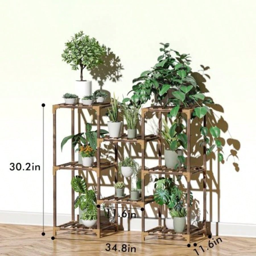 Plant Stand Indoor, Outdoor Wood Plant Stands Multiple Plants, Plant Shelf Ladder Table Plant Pot Stand Living Room, Patio, Balcony, Plant Gardening